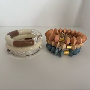 Set of Chunky Bracelets in Neutral Tones